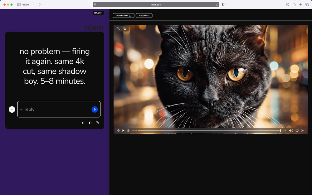 video gen rendering inline in chat